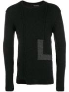 Isabel Benenato Notched Panelled Sweater - Black