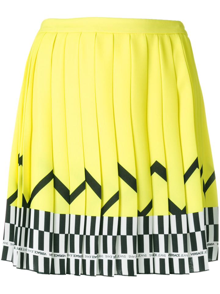 Versace Jeans Pleated Patterned Skirt - Yellow & Orange