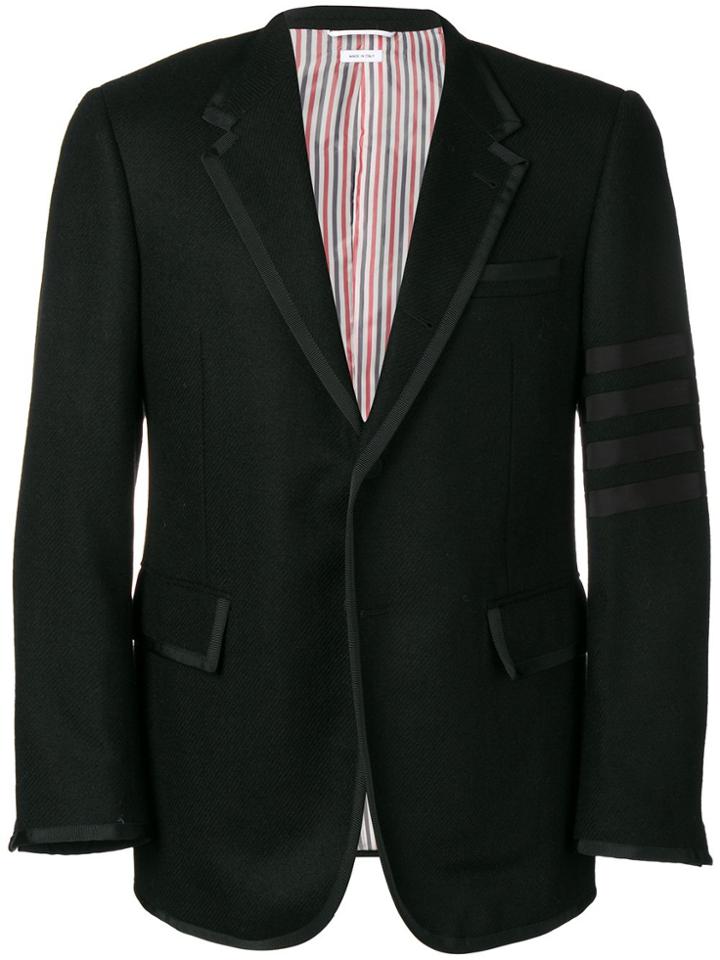 Thom Browne 4-bar Wide Lapel Shetland Sport Coat - Black