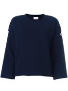 Moncler Loose Fit Sweatshirt, Women's, Size: Large, Blue, Polyester/virgin Wool