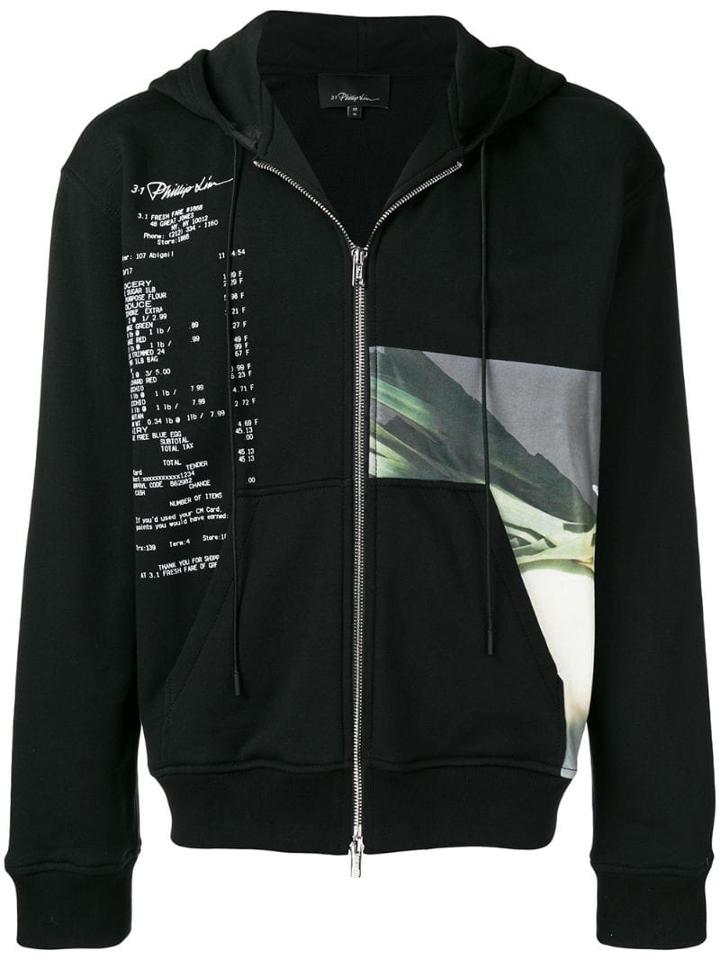 3.1 Phillip Lim Zip-front Hoodie - Grocery Print - Black