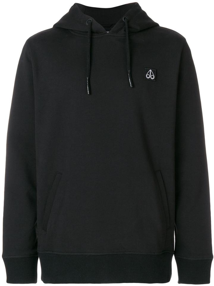 Moose Knuckles Logo Patch Hoodie - Black