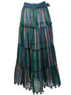 Zimmermann Striped Tiered Flared Skirt - Green
