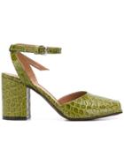 Marni Crocodile Embossed Chunky Heel Sandals - Green