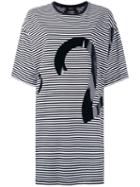 No21 Striped Logo Print T-shirt Dress, Women's, Size: Xs, Black, Cotton