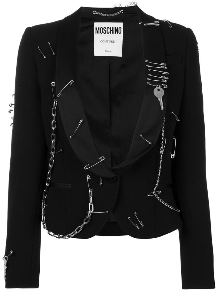 Moschino Safety-pins Chain Blazer - Black