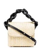Marques'almeida Neutral Chunky Chain Straw Shoulder Bag - Black