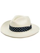 Fefè Wide Brim Band Detail Hat - White