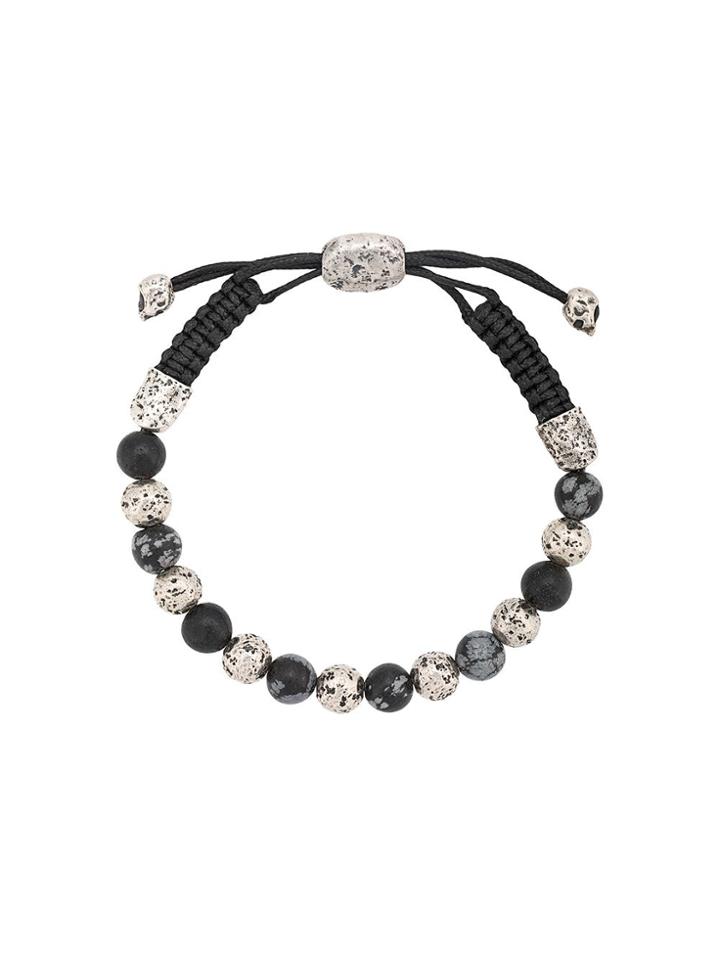 John Varvatos Skull Beaded Bracelet - Grey