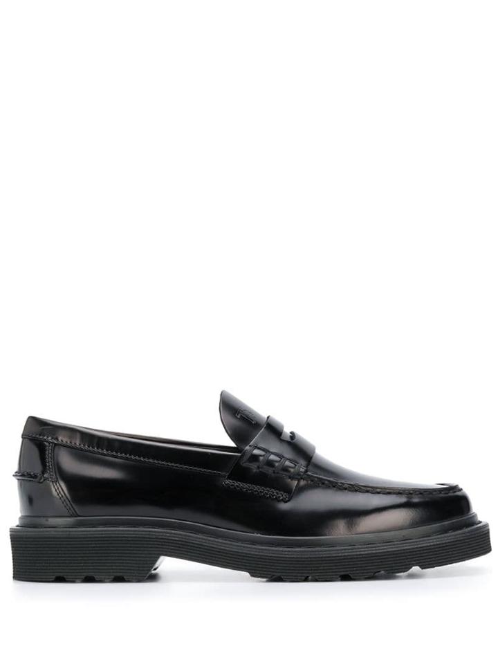 Tod's Embossed Logo Loafers - Black