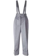 Thom Browne Suspender Trousers, Women's, Size: 42, Grey, Wool/silk