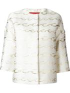 Moncler Gamme Rouge Chain Link Print Jacket, Women's, Size: 0, White, Silk/polyester/metallic Fibre