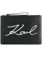 Karl Lagerfeld Front Logo Printed Clutch Bag - Black