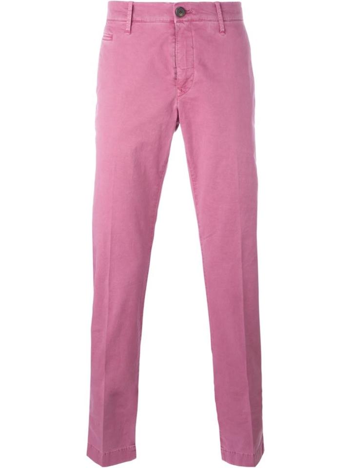 Jacob Cohen Academy Straight Leg Chinos, Men's, Size: 32, Pink/purple, Cotton/linen/flax/spandex/elastane