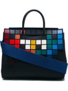 Anya Hindmarch Space Invaders Tote, Women's, Blue, Calf Leather/leather/suede/cotton