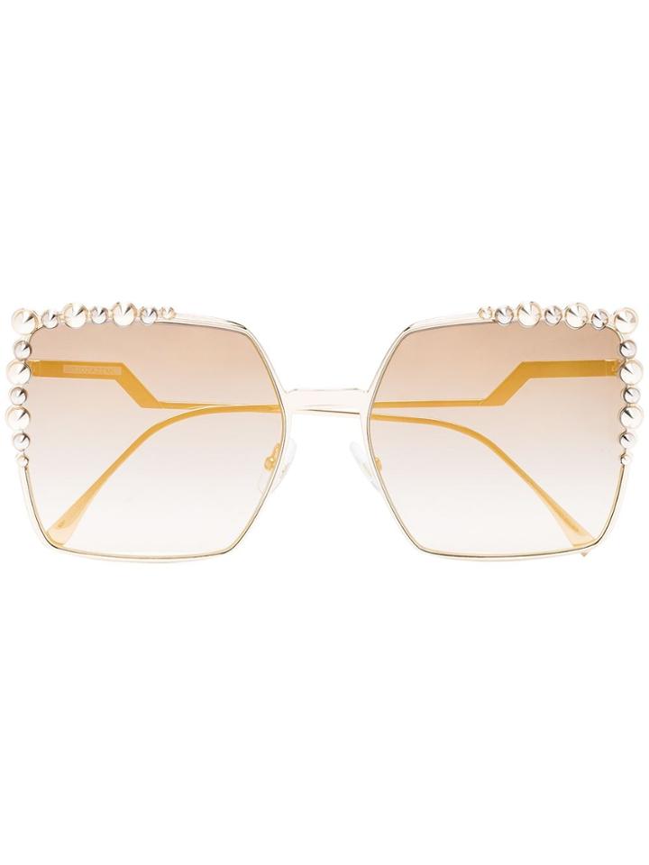 Fendi Eyewear Gold Can Eye Stud Metal Sunglasses - Metallic