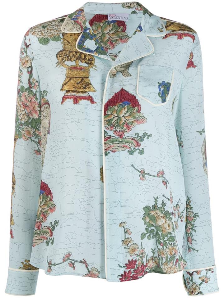Red Valentino Floral Print Pyjama Shirt - Blue