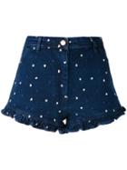 Manoush - Heart Denim Shorts - Women - Cotton/spandex/elastane - 36, Blue, Cotton/spandex/elastane
