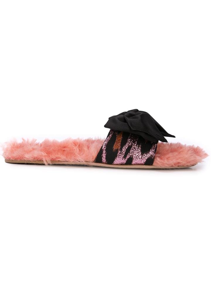 Miu Miu Textured Bow Sandals - Black