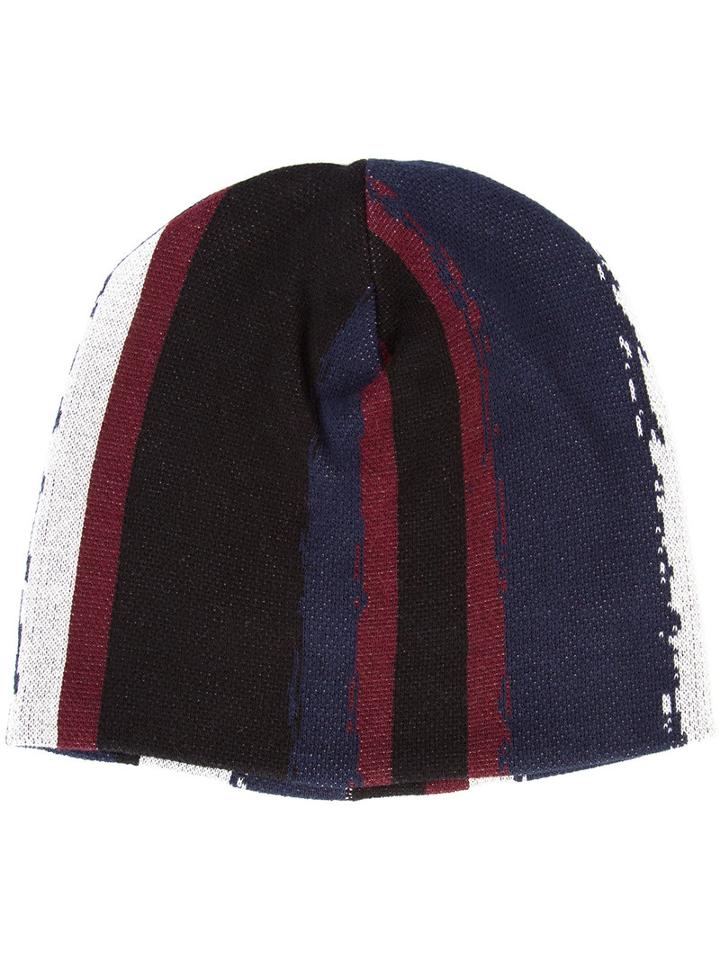 Baja East Printed Stripe Beanie, Adult Unisex, Black, Cotton