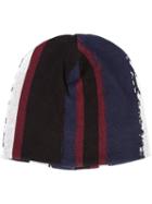 Baja East Printed Stripe Beanie, Adult Unisex, Black, Cotton