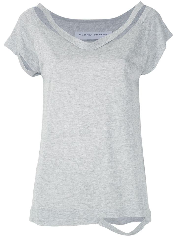 Gloria Coelho Ribbed Cut Out Blouse - Grey