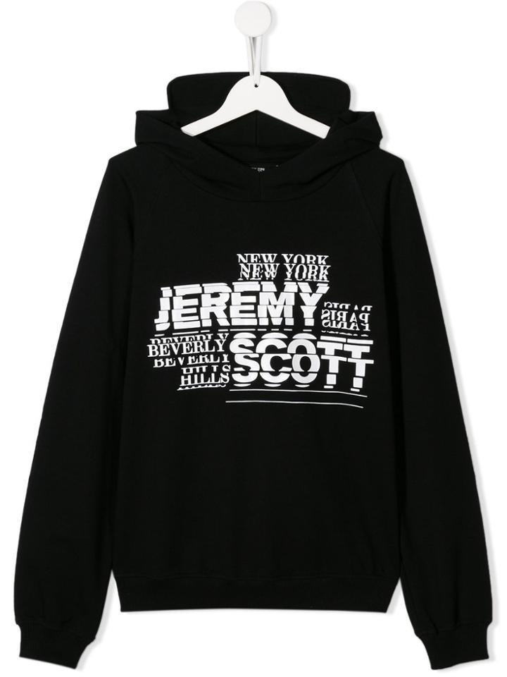 Jeremy Scott Junior Teen Logo Print Hoodie - Black