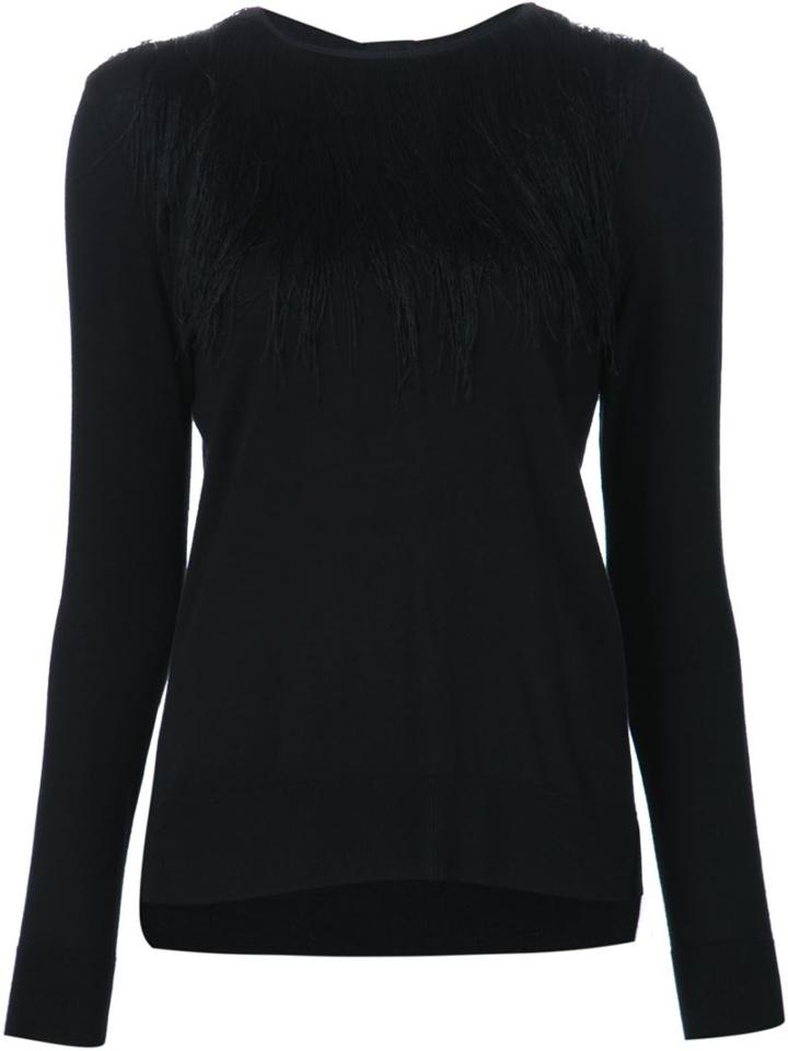 Adam Lippes Fringe Detail Sweater, Women's, Size: Small, Black, Cotton/cashmere