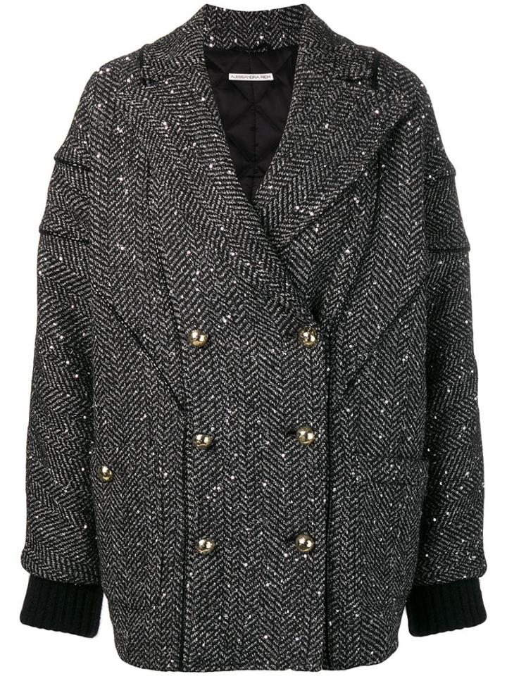 Alessandra Rich Oversized Double-breasted Coat - Black