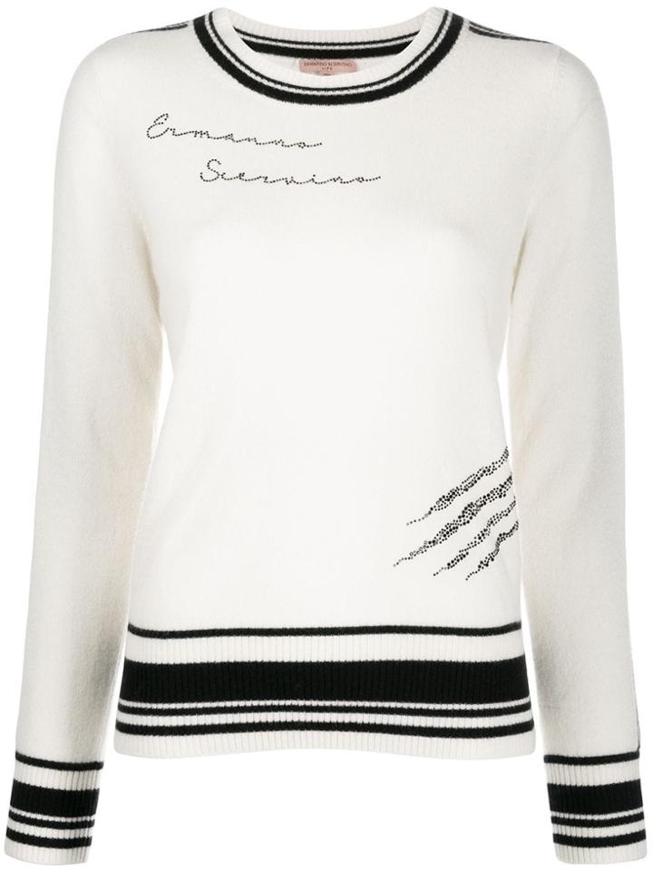 Ermanno Scervino Logo Embellished Cashmere Jumper - White