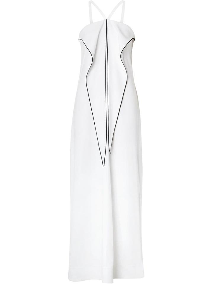 Burberry Drape Detail Stretch Jersey Gown - White