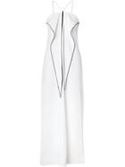 Burberry Drape Detail Stretch Jersey Gown - White
