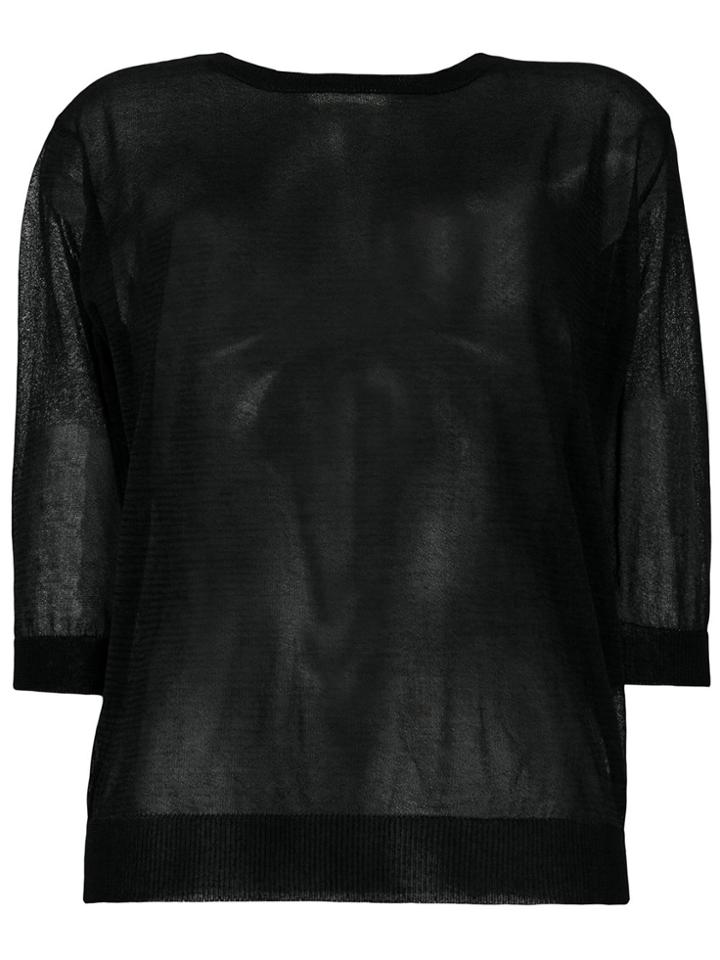 Zanone Sheer Fitted Top - Black
