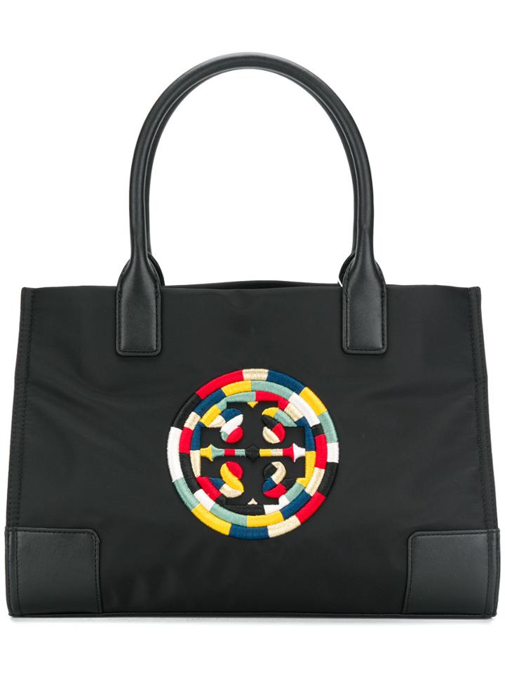 Tory Burch Embroidered Logo Tote - Black