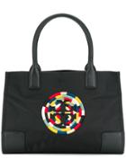 Tory Burch Embroidered Logo Tote - Black