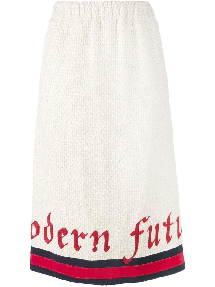 Gucci - Modern Future Web Tweed Pencil Skirt - Women - Cotton/polyamide - 38, Women's, Nude/neutrals, Cotton/polyamide