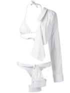 Amir Slama 'camisa' Bikini Set, Women's, Size: G, White, Elastodiene