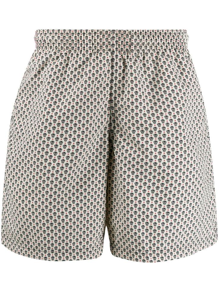 Alexander Mcqueen Contrasting Skull Print Swim Shorts - Neutrals