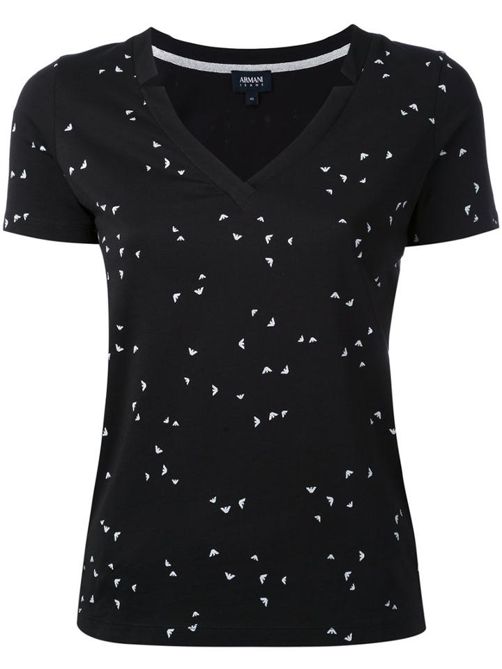 Armani Jeans - Printed T-shirt - Women - Cotton - 46, Women's, Black, Cotton