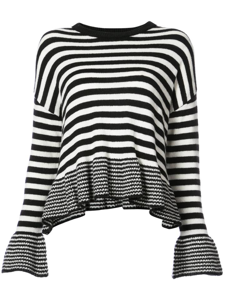 Cinq A Sept Dropped Shoulder Striped Jumper - Black