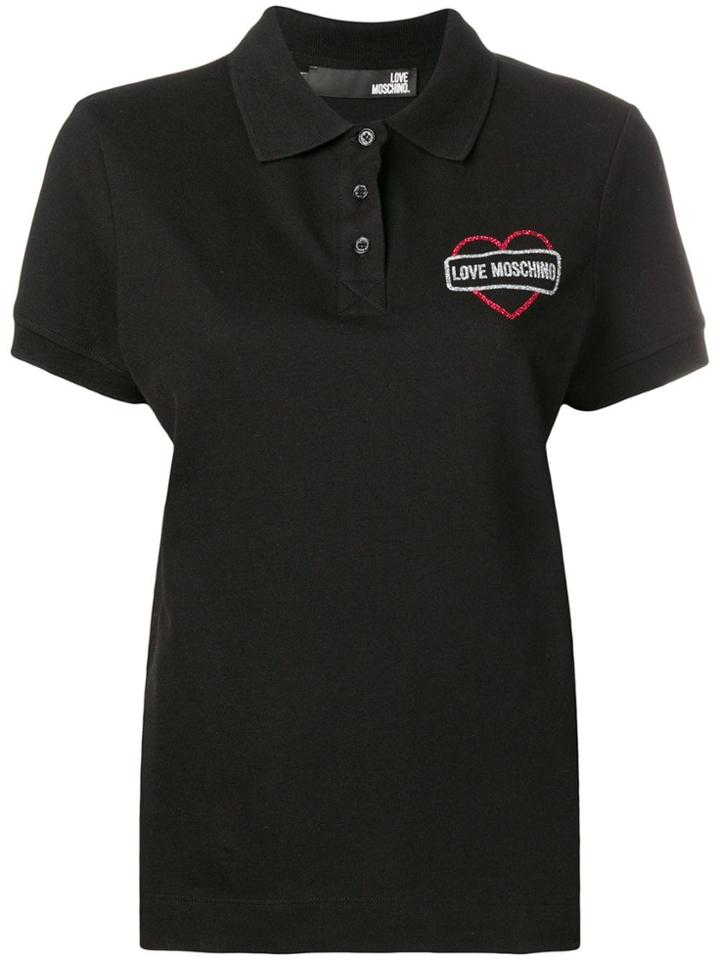 Love Moschino Logo Print Polo Top - Black