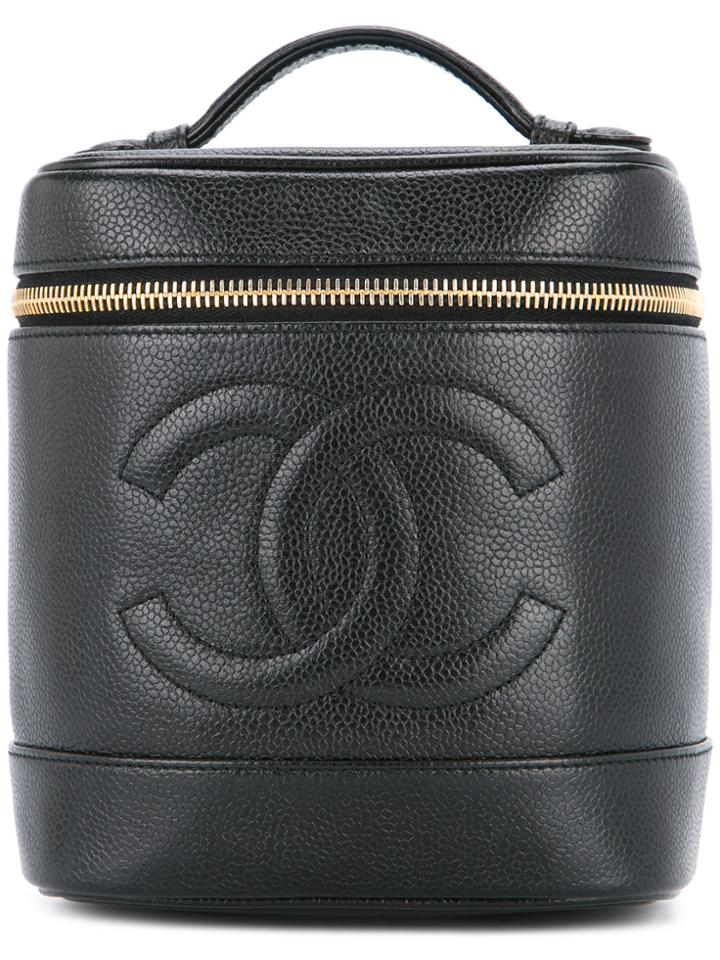 Chanel Vintage Cc Logos Cosmetic Vanity Handbag - Black