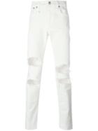 R13 Distressed Jeans, Men's, Size: 32, White, Cotton/spandex/elastane