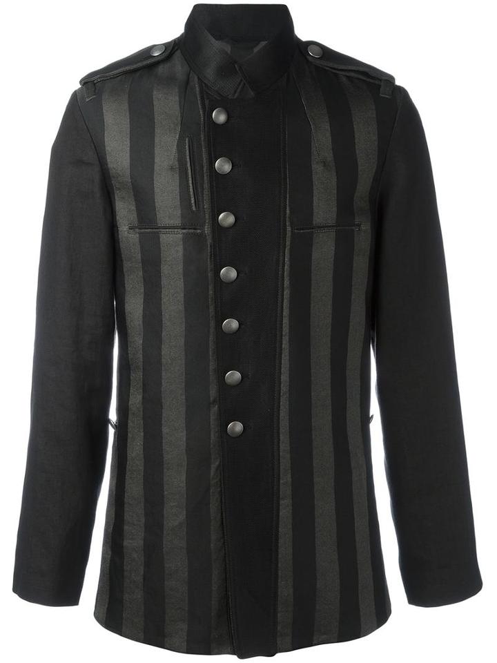 Ann Demeulemeester Striped Shirt Jacket, Men's, Size: Medium, Black, Cotton/rayon/linen/flax/hemp