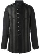 Ann Demeulemeester Striped Shirt Jacket, Men's, Size: Medium, Black, Cotton/rayon/linen/flax/hemp