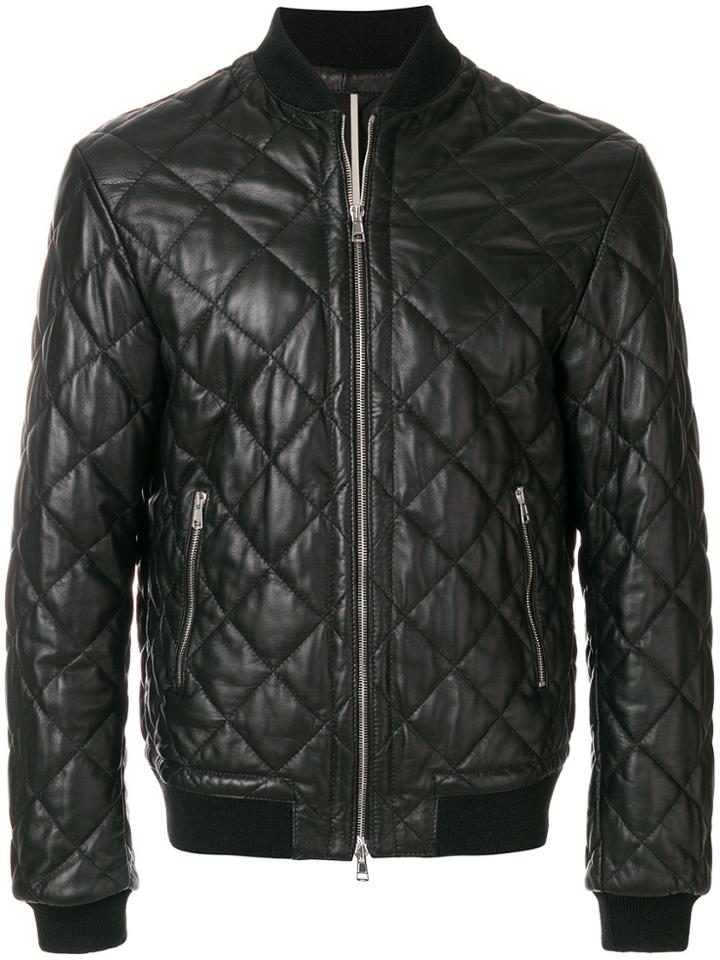 Low Brand Quilted Bomber Jacket - Black