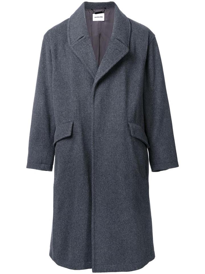 Monkey Time Single Breasted Coat, Men's, Size: Small, Grey, Wool