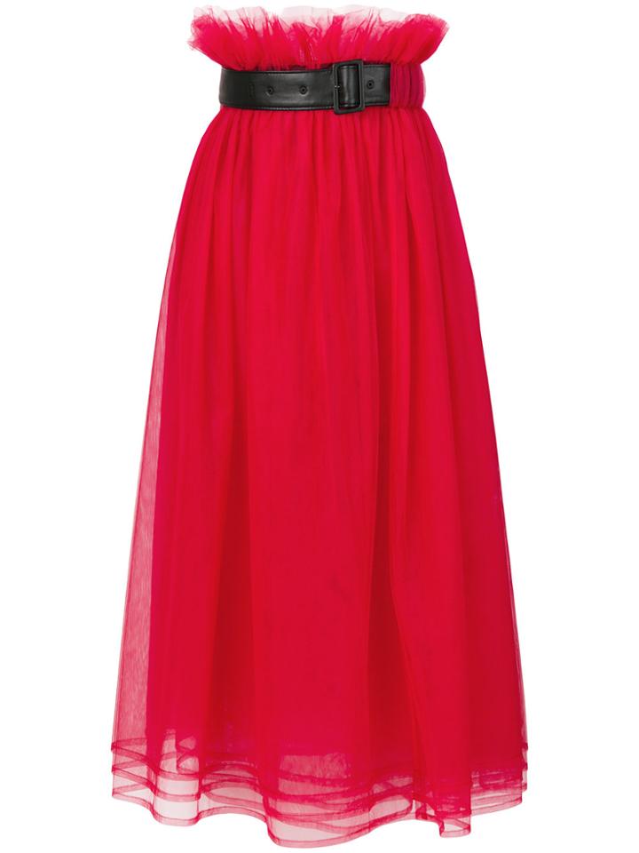 Comme Des Garçons Noir Kei Ninomiya High Waisted Belted Skirt - Red