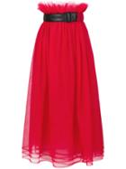 Comme Des Garçons Noir Kei Ninomiya High Waisted Belted Skirt - Red