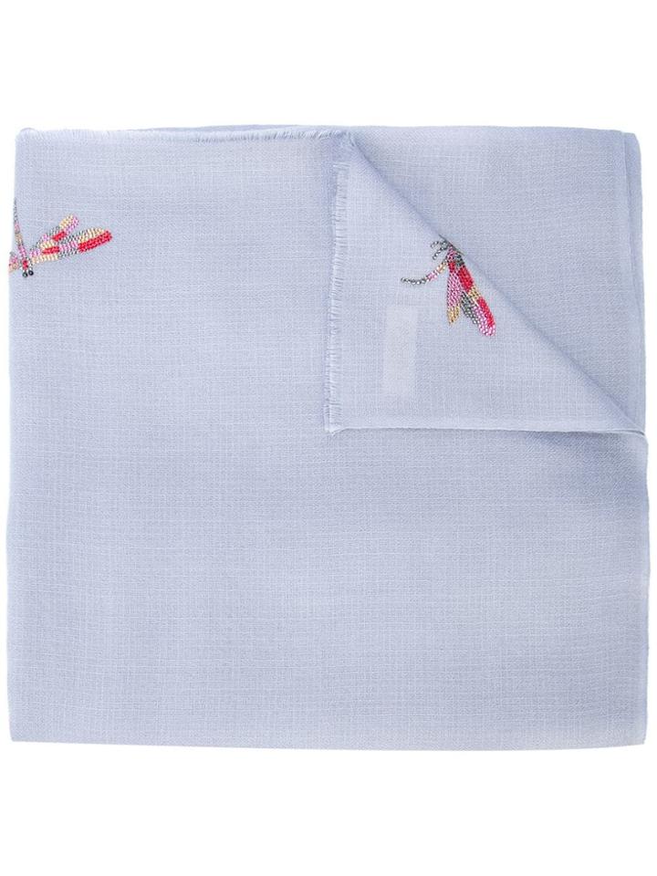 Janavi Dragonfly Embellished Scarf - Blue